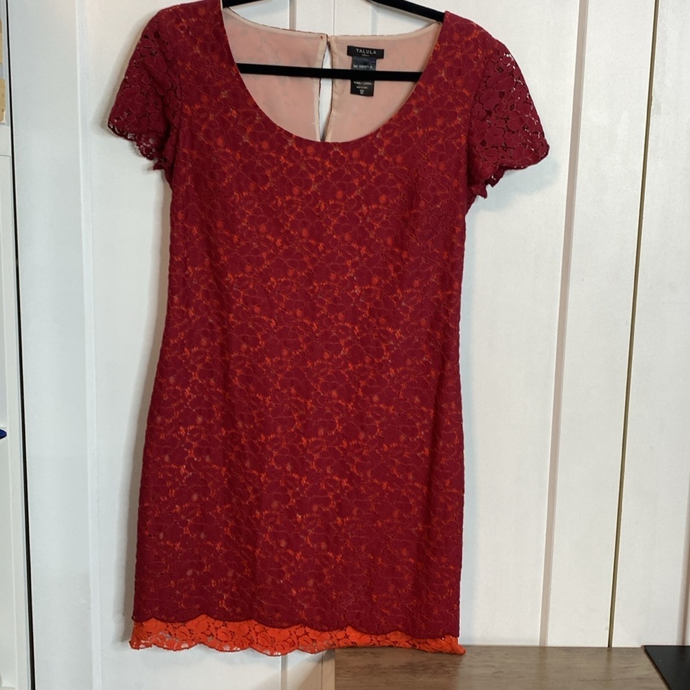 Talula | Two Tone Red and Orange Lace Dress - Small